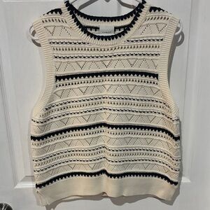 Varley Black and Cream Patterned Sleeveless Top